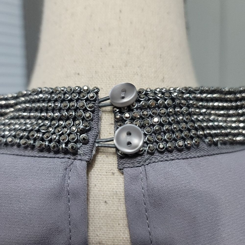 LANE Bryant Beaded choker Neckline Chiffon Blouse - Picture 7 of 7
